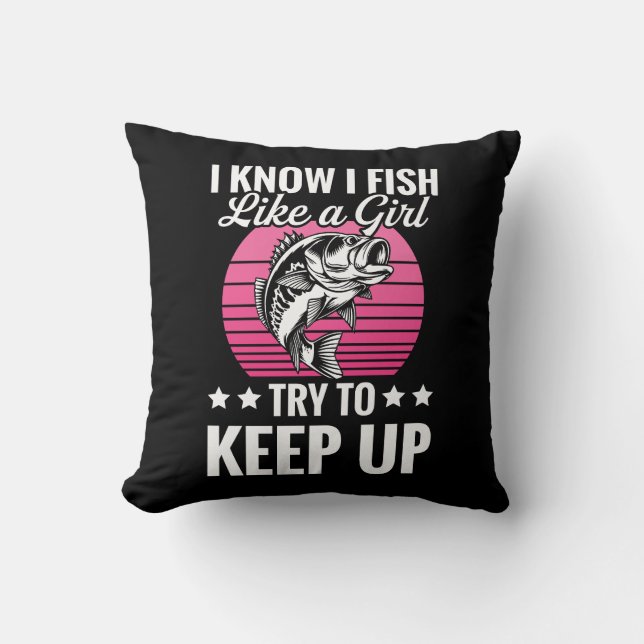 Funny Fishing Themed Kudde (Framsida)