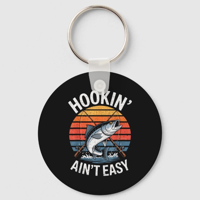 Funny Fishing Vintage Hookin' Ain't Easy Fisherman Nyckelring (Framsida)