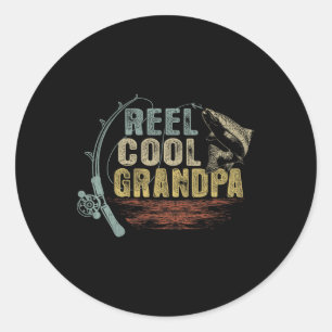 Funny Fishing Vintage Reel Coola Grandpa Runt Klistermärke