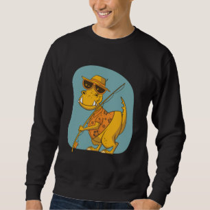 Funny Fiskare Dinosaur-Tecknad Lång Ärmad Tröja