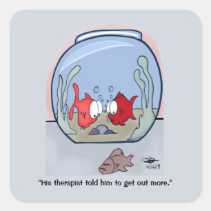 Funny fiskhistoria fyrkantigt klistermärke