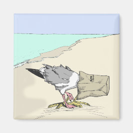 Funny Fiskmås Fast Food Refrigerator Magnet