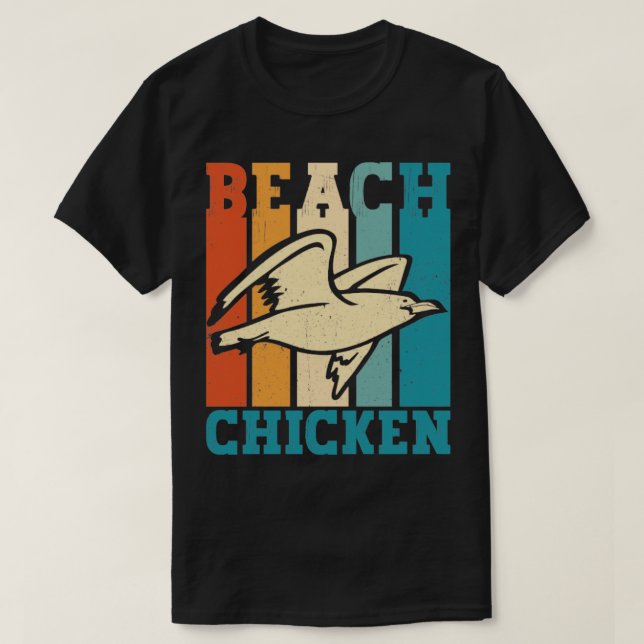Funny Fiskmås Sea Gull Beach Chicken Retro T Shirt (Design framsida)