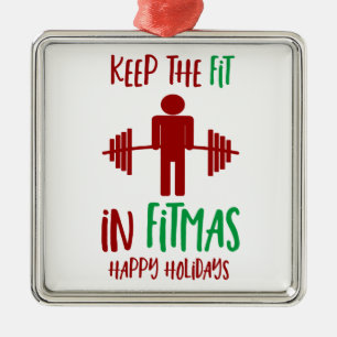 Funny Fitmas God jul Fitness Pun Julgransprydnad Metall