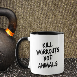 Funny Fitness Döda Workouts not Animals, Black Mugg