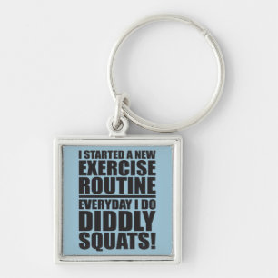 Funny Fitness Gym Keychain Fyrkantig Silverfärgad Nyckelring
