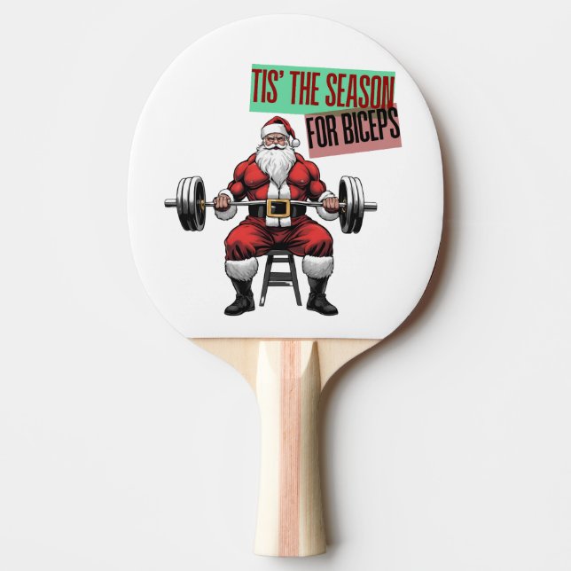 Funny Fitness jul jul Bicep Curls Barbell Santa Pingisracket (Framsidan)