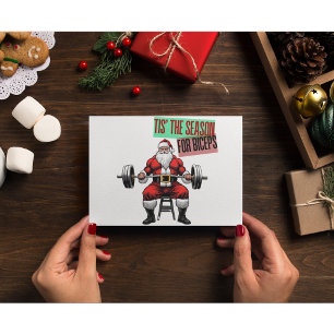 Funny Fitness jul jul Bicep Curls Barbell Santa Tack Kort