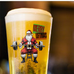 Funny Fitness Jul Liftmas Barbell Santa Beer Glaskopp<br><div class="desc">God Liftmas - det här proffsiga gymmet, temat julölglas är en rolig passande jul hälsning och perfekten för tränaren eller gympartnern i ditt liv. Den här skjortan har en stark toppen som passar Jultomten som lyfter en barbell, helt svalt. Jultomten, det jolly och det roterade figur som är känt för...</div>