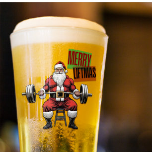 Funny Fitness Jul Liftmas Barbell Santa Beer Glaskopp