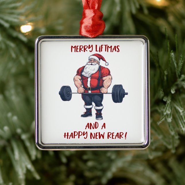 Funny Fitness jul Liftmas Barbell Santa Julgransprydnad Metall (Träd)