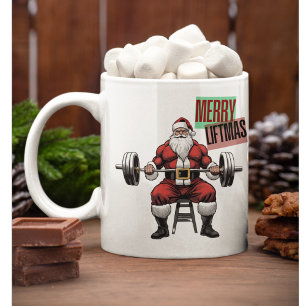 Funny Fitness jul Liftmas Barbell Santa Kaffemugg
