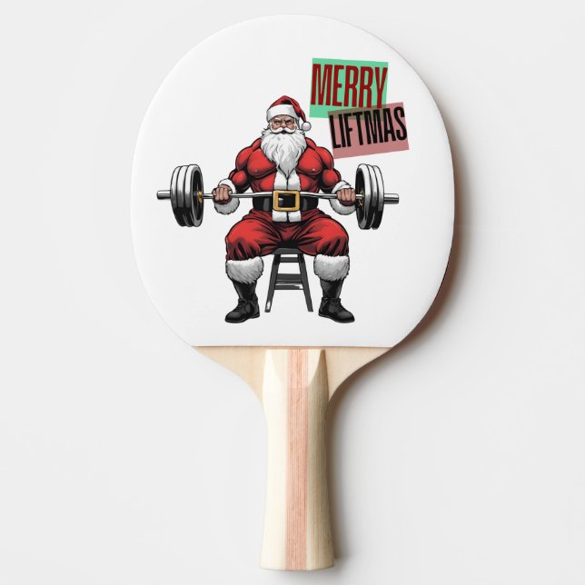 Funny Fitness jul Liftmas Barbell Santa Pingisracket (Framsidan)