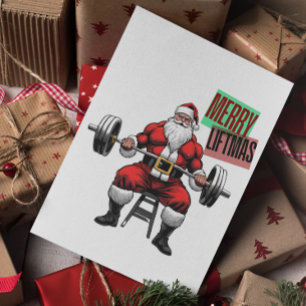 Funny Fitness jul Liftmas Barbell Santa Tack Kort