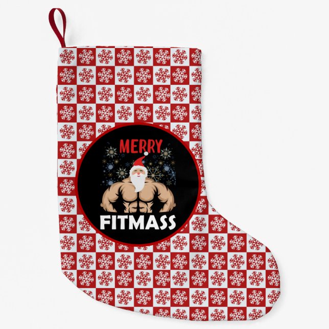 Funny Fitness ThGod jul Fitmas Trainer Gym Liten Julstrumpa (Framsidan)