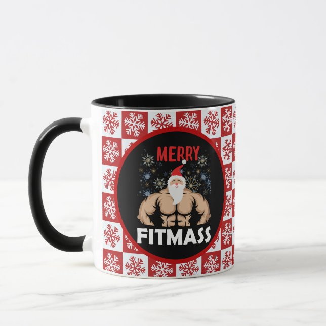 Funny Fitness ThGod jul Fitmas Trainer Gym Mugg (Vänster)