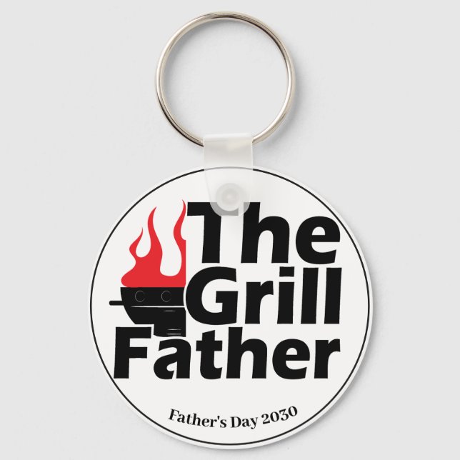 Funny Flames Fars dag Year Grillfather Nyckelring (Framsida)