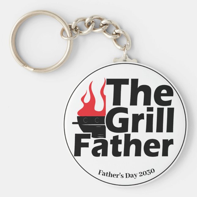 Funny Flames Fars dag Year Grillfather Nyckelring (Framsidan)