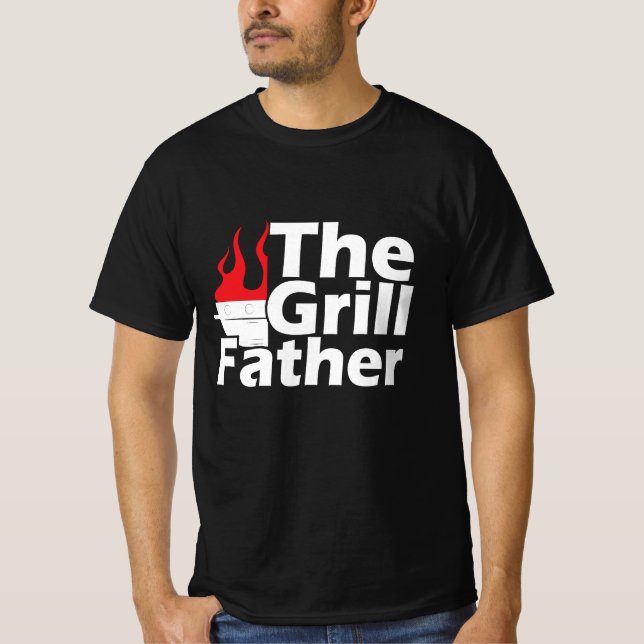 Funny Flames Grillfather T Shirt (Framsida)