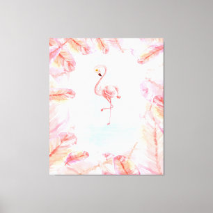 Funny Flamingo Älskare Flamingo Feather Print Ar Canvastryck