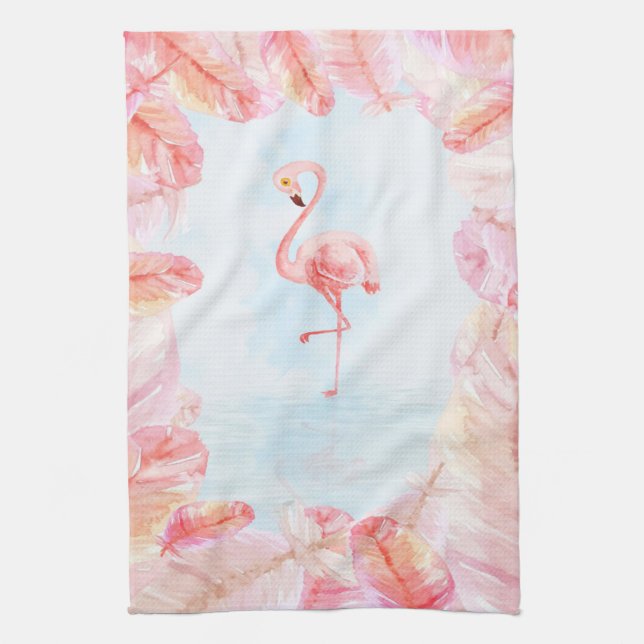 Funny Flamingo Älskare | Flamingo Feather Print Ar Kökshandduk (Vertikal)