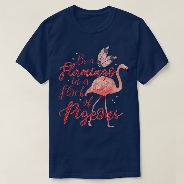 Funny Flamingo Älskare Gift Pigeon Flamingo T Shirt (Design framsida)