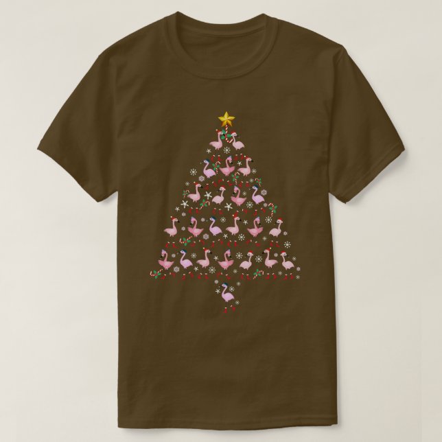 Funny Flamingo Älskare jul Light Träd Pajama T Shirt (Design framsida)