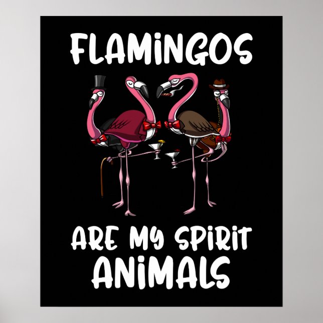 Funny Flamingo Birds Spirit Animal Poster (Framsidan)