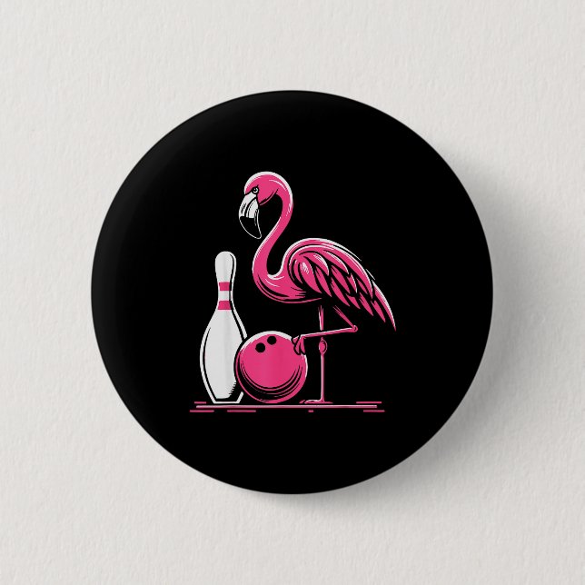 Funny Flamingo Bowling N Bowl Bowler  Knapp (Framsida)