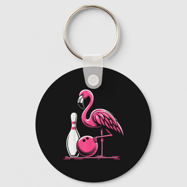 Funny Flamingo Bowling N Bowl Bowler  Nyckelring (Framsida)