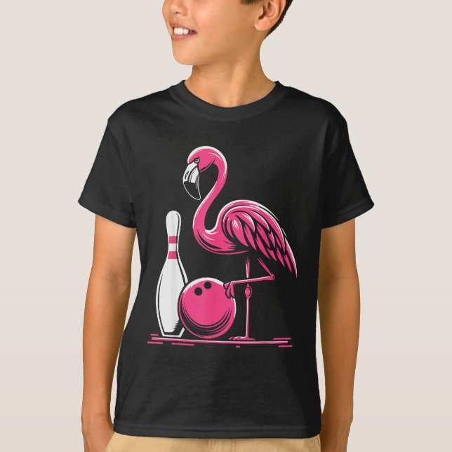 Funny Flamingo Bowling N Bowl Bowler  T Shirt (Framsida)