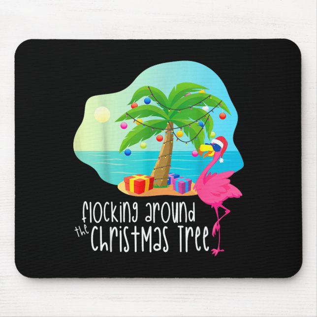 Funny Flamingo Flocking Around The Christmas Tree  Musmatta (Framsidan)