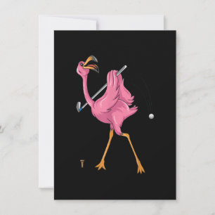 Funny Flamingo Golfing Flamingo Golf Flamingo Play Inbjudningar