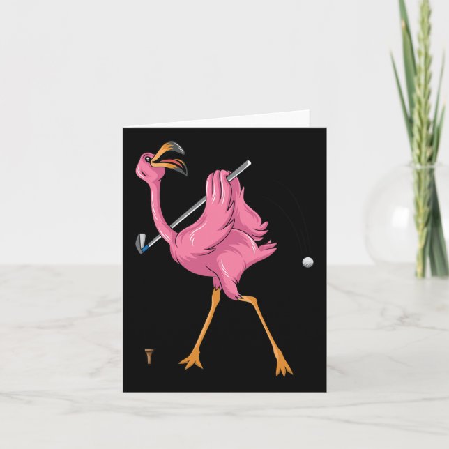 Funny Flamingo Golfing Flamingo Golf Flamingo Play Kort (Framsida)