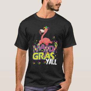 Funny Flamingo Jester Hat Mask Pärlor it S Mardi G T Shirt