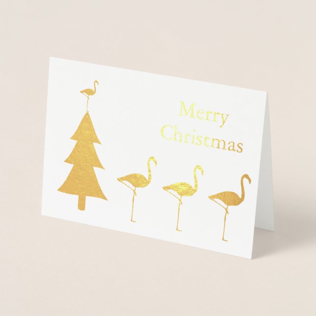 Funny Flamingo-jul Folierat Kort (Framsida)