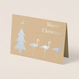 Funny Flamingo-jul Folierat Kort