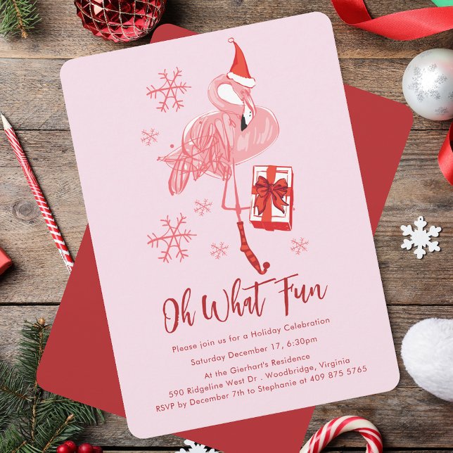 Funny Flamingo jul Party Inbjudningar (Funny Flamingo Christmas Party Invitation)