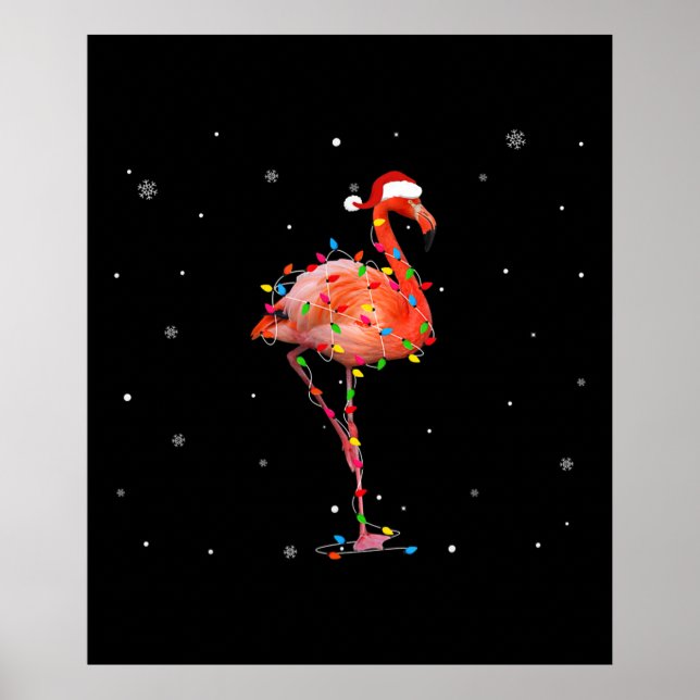 Funny Flamingo Julljusapparat Cute Julafton Poster (Framsidan)