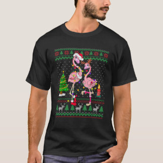 Funny Flamingo Ljus Tangled Ugly Sweater Christm T Shirt