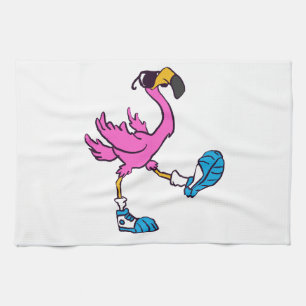 Funny Flamingo med solglasögon Välj tillbaka f Kökshandduk