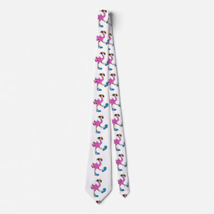 Funny Flamingo med solglasögon välj tillbaka fär Slips