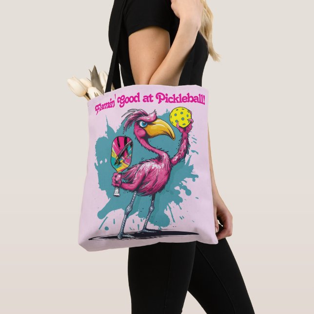 Funny Flamingo Pickleball Tygkasse (Närbild)