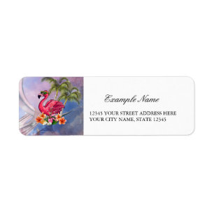 Funny flamingo returadress etikett