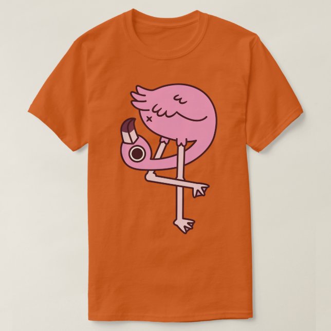 Funny Flamingo Tittar vid sin knut T Shirt (Design framsida)