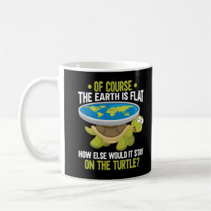 Funny Flat Earth Society Turtle Humor Kaffemugg