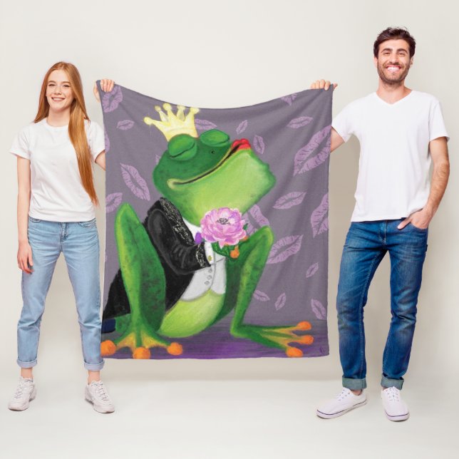 Funny Fleece Blanket med Frog Prince - Kiss (På plats)