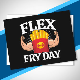 Funny Flex Fredag Gym Fitness Quote Fransk Fries Vykort