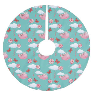 Funny Flies Gris Mönster Julgransmatta Borstad Polyester