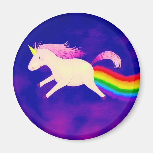 Funny Flies Unicorn Farting a Rainbow Magnet (Framsidan)